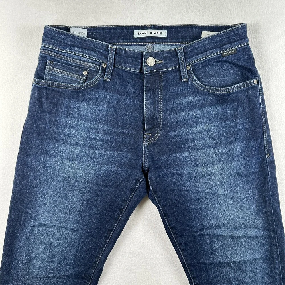 Mavi Marcus Jeans Mens 32x30 Medium Wash Blue Slim Straight Fit Stretch Denim